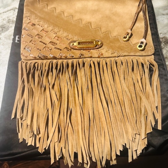 GORGEOUS RARE BRAND NEW Jimmy Choo Suede Clutch w/ Leather and Studded Accents! - Picture 4 of 15